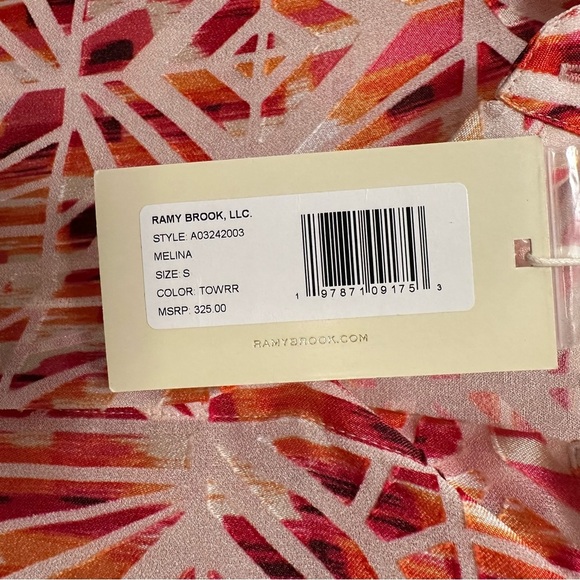 Ramy Brook Melina Button Down Top Collared Shirt Women’s S Pink Orange Blouse - Picture 7 of 9